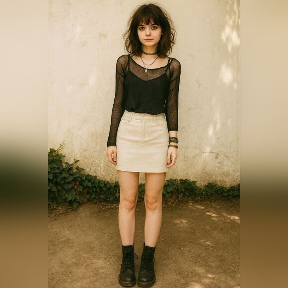 Cache Denim Gold Metallic Rhinestone Stud Skirt 4 Short Pockets Bling Mini Glitt - Picture 1 of 7